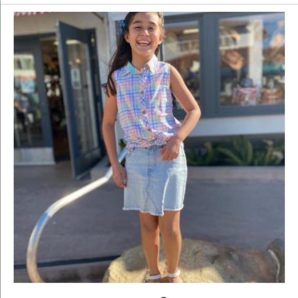 Cat & Jack Gingham Sleeveless Button-Down Top - Picture 1 of 7